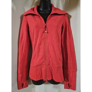 Lululemon Womens Full 2 Way‎ Zip Mock Neck Sweaterhirt Jacket Size 6 Red